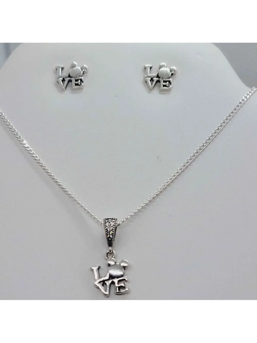 LOVE Sterling Silver Set – Necklace & Earrings with Gift Bag